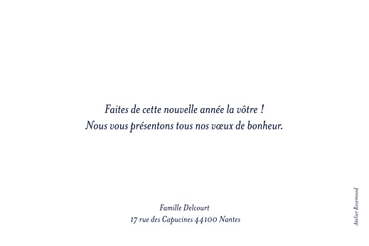 Carte de voeux Douce nuit bleu glacier - Verso Carte de voeux Douce nuit bleu glacier - Verso