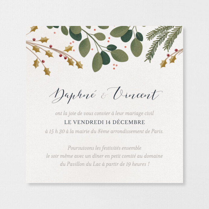 Carton d'invitation mariage Daphné
