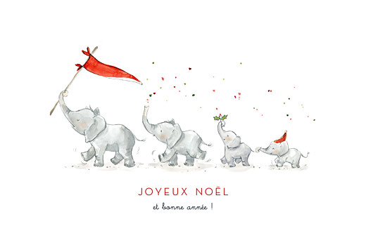 Carte de voeux Le noël des 4 éléphants blanc Carte de voeux Le noël des 4 éléphants blanc