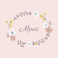 Carte de remerciement Couronne de fleurs photo rose Carte de remerciement Couronne de fleurs photo rose