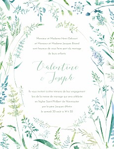 Faire-part de mariage moderne les hautes herbes portrait vert Faire-part de mariage moderne les hautes herbes portrait vert