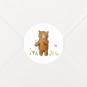 Stickers pour enveloppes naissance Ours en famille blanc