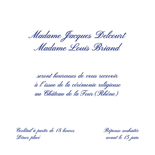 Carton d'invitation mariage Élégant blanc - Recto