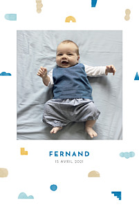 Faire-part de naissance jaune totem bleu Faire-part de naissance jaune totem bleu