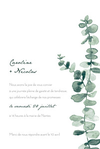 Faire-part de mariage blanc eucalyptus blanc Faire-part de mariage blanc eucalyptus blanc