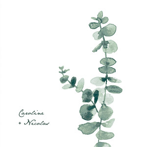 Faire-part de mariage blanc eucalyptus (4 pages) blanc Faire-part de mariage blanc eucalyptus (4 pages) blanc