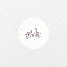 Stickers pour enveloppes baptême À bicyclette rose
