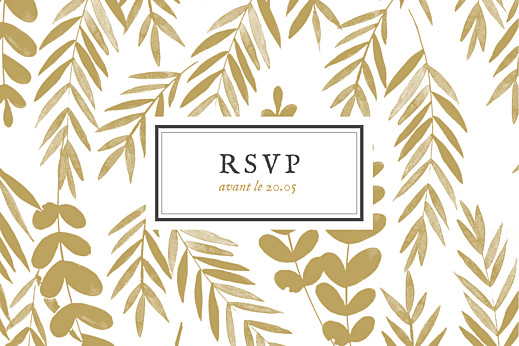 Carton d'invitation mariage Feuillage or - Recto Carton d'invitation mariage Feuillage or - Recto