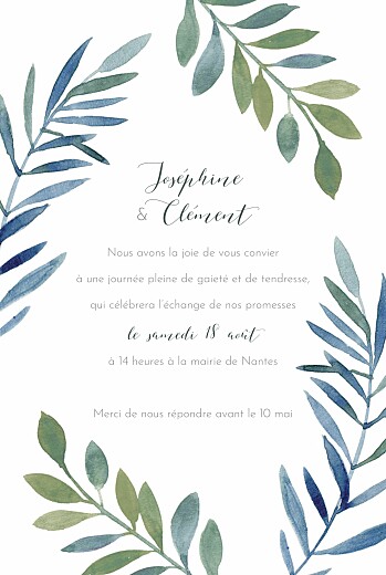 Faire-part de mariage Belle saison bleu Faire-part de mariage Belle saison bleu