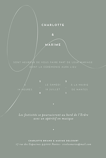 Faire-part de mariage Le fil vert Faire-part de mariage Le fil vert