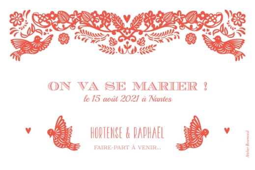 Save the Date Papel picado corail - Verso Save the Date Papel picado corail - Verso