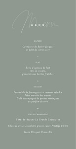 Menu de mariage beige le fil vert Menu de mariage beige le fil vert