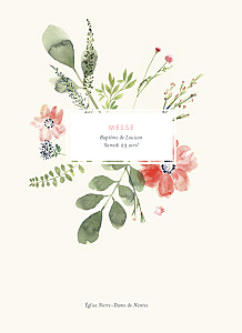 Livret de messe fleurs aquarelle crème Livret de messe fleurs aquarelle crème