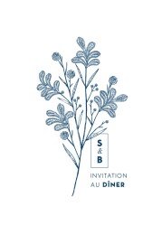 Carton d'invitation mariage Laure de Sagazan bleu marine
