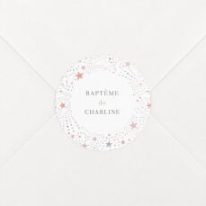 Stickers pour enveloppes baptême Liberty étoiles rose