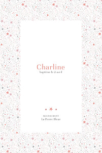 Menu de baptême liberty étoiles rose Menu de baptême liberty étoiles rose