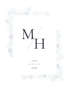 Faire-part de mariage moderne sequins portrait bleu Faire-part de mariage moderne sequins portrait bleu