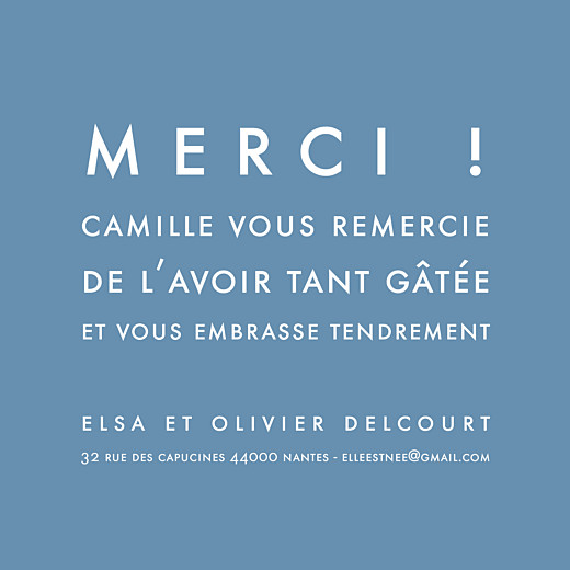 Carte de remerciement Mini The Photo justifié bleu moyen - Verso Carte de remerciement Mini The Photo justifié bleu moyen - Verso