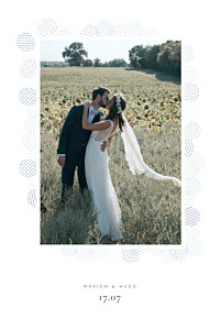 Carte de remerciement mariage avec photo sequins bleu Carte de remerciement mariage avec photo sequins bleu