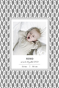 Faire-part de naissance vintage chevrons noir Faire-part de naissance vintage chevrons noir