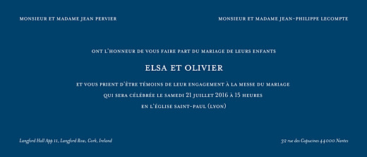 Faire-part de mariage Chic panoramique bleu roi Faire-part de mariage Chic panoramique bleu roi