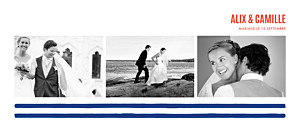 Carte de remerciement mariage original marinière 3 photos bleu marine Carte de remerciement mariage original marinière 3 photos bleu marine