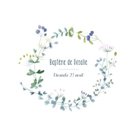 Faire-part de baptême Bouquet sauvage bleu