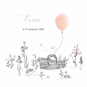 Faire-part de naissance photos sieste sur l'herbe rose Faire-part de naissance photos sieste sur l'herbe rose