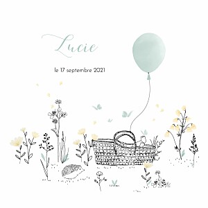 Faire-part de naissance vert sieste sur l'herbe vert Faire-part de naissance vert sieste sur l'herbe vert