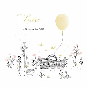 Faire-part de naissance jaune sieste sur l'herbe jaune Faire-part de naissance jaune sieste sur l'herbe jaune