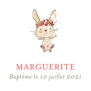 Etiquette de baptême petits lapins rose Etiquette de baptême petits lapins rose