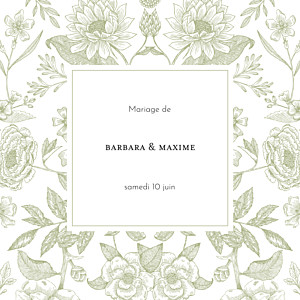 Faire-part de mariage psyché (4 pages) vert Faire-part de mariage psyché (4 pages) vert