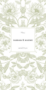 Menu de mariage classique pysché (4 pages) vert Menu de mariage classique pysché (4 pages) vert