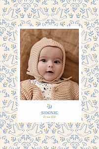 Faire-part de naissance avec photo l'envolée bleu Faire-part de naissance avec photo l'envolée bleu