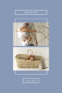 Faire-part de naissance bleu nuance graphique portrait bleu Faire-part de naissance bleu nuance graphique portrait bleu