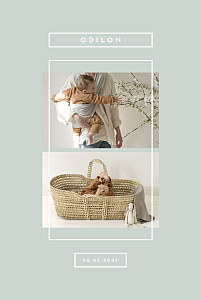 Faire-part de naissance photos nuance graphique portrait vert Faire-part de naissance photos nuance graphique portrait vert