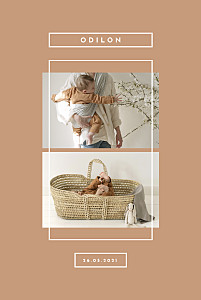 Faire-part de naissance marron nuance graphique portrait brun Faire-part de naissance marron nuance graphique portrait brun