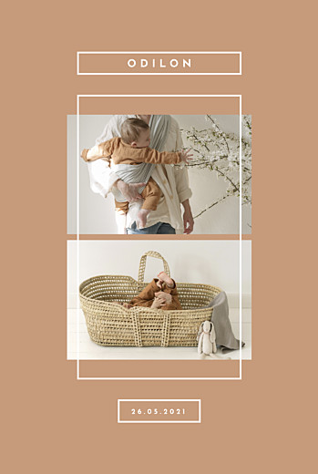 Faire-part de naissance Nuance graphique portrait brun Faire-part de naissance Nuance graphique portrait brun