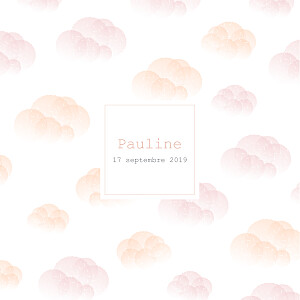Faire-part de naissance mixte brume (dorure) rose orange Faire-part de naissance mixte brume (dorure) rose orange