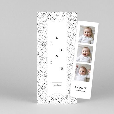 Faire-part de naissance mixte little dots (marque-page) rose Faire-part de naissance mixte little dots (marque-page) rose