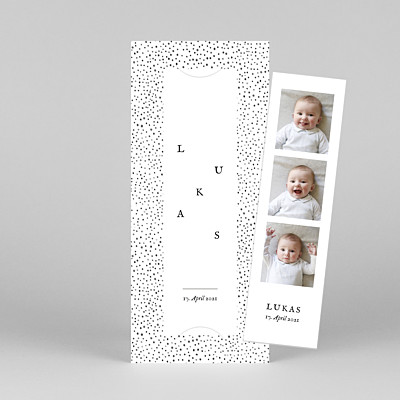 Faire-part de naissance blanc little dots (marque-page) vert Faire-part de naissance blanc little dots (marque-page) vert