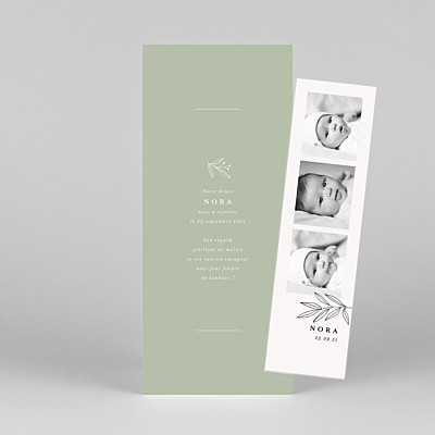 Faire-part de naissance nature jeune pousse (marque-page) vert Faire-part de naissance nature jeune pousse (marque-page) vert