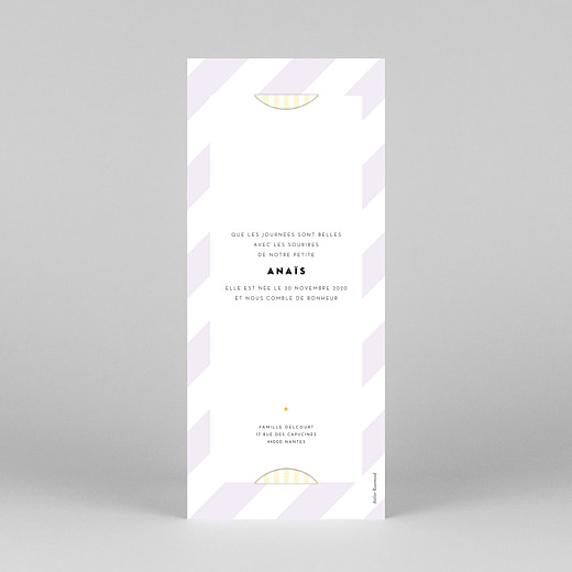 Faire-part de naissance Rayures pastel (marque-page) rose - Vue 4 Faire-part de naissance Rayures pastel (marque-page) rose - Vue 4