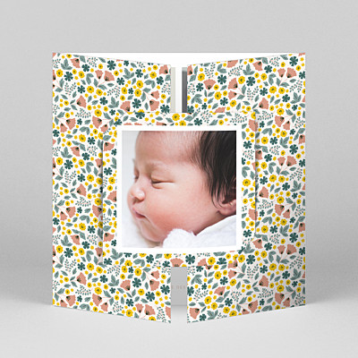 Faire-part de naissance bikini sous la pluie fleurs de saison (fenêtre) été Faire-part de naissance bikini sous la pluie fleurs de saison (fenêtre) été