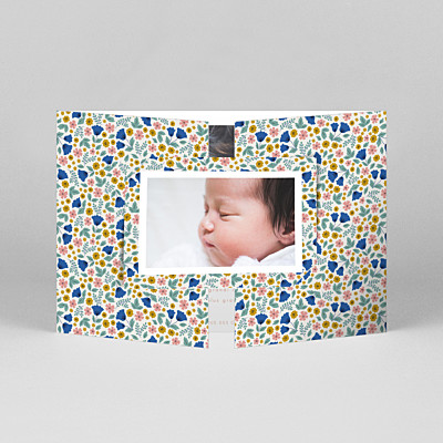 Faire-part de naissance bikini sous la pluie fleurs de saison (fenêtre paysage) printemps Faire-part de naissance bikini sous la pluie fleurs de saison (fenêtre paysage) printemps