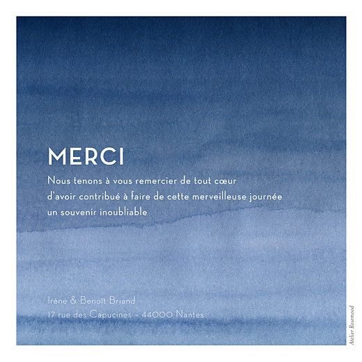 Carte de remerciement mariage Aquarelle bleu Carte de remerciement mariage Aquarelle bleu