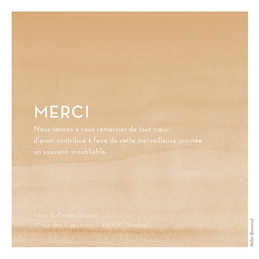 Carte de remerciement mariage Aquarelle ocre - Recto Carte de remerciement mariage Aquarelle ocre - Recto