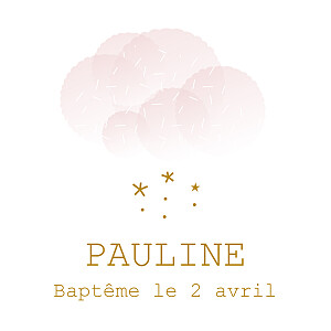 Etiquette de baptême brume rose Etiquette de baptême brume rose