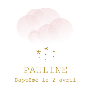 Etiquette perforée baptême Brume rose Etiquette perforée baptême Brume rose