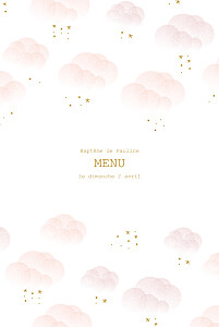 Menu de baptême brume rose Menu de baptême brume rose